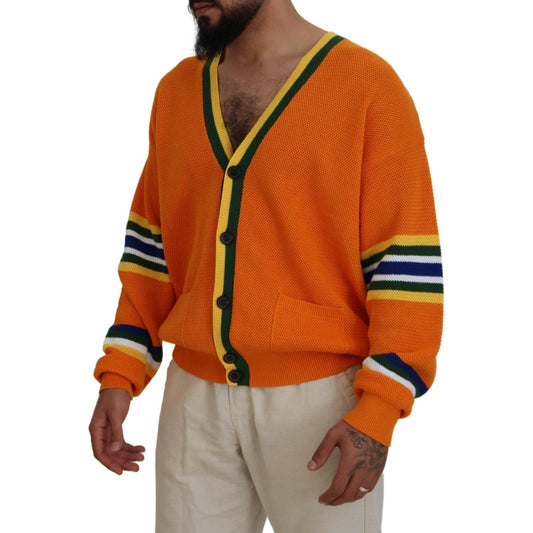 Dsquared² Orange Cotton Long Sleeves Men Cardigan Sweater Dsquared² Sienna