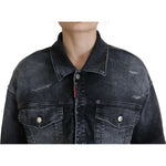 Dsquared² Gray Washed Cotton Cropped Denim Jacket