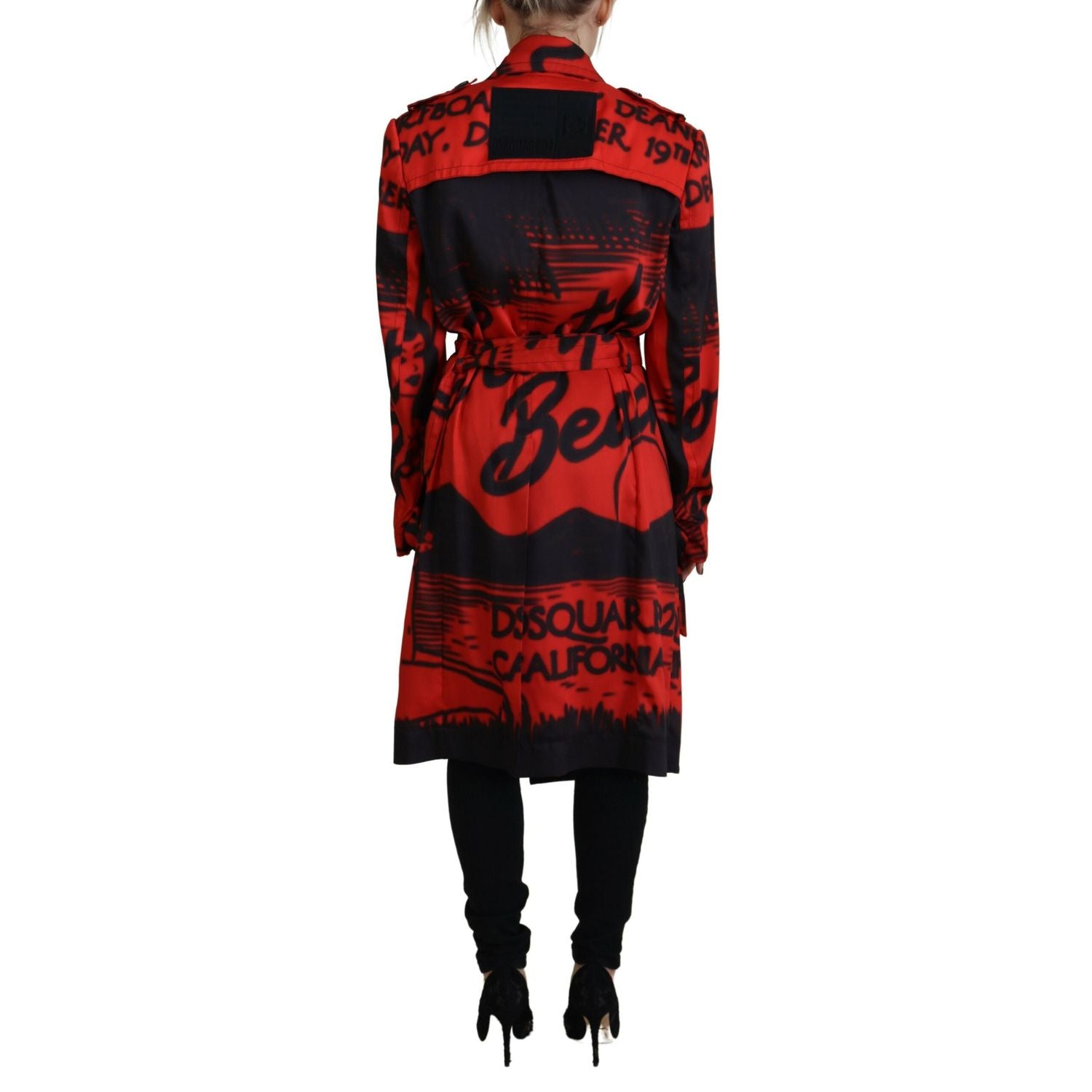 Dsquared² Red Printed Button Collared Desigual Coat Jacket