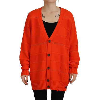 Dsquared² Orange Cotton Knitted Buttoned Cardigan Sweater