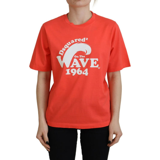 Dsquared² Orange Logo Cotton Crewneck Short Sleeve T-shirt Dsquared² Chocolate