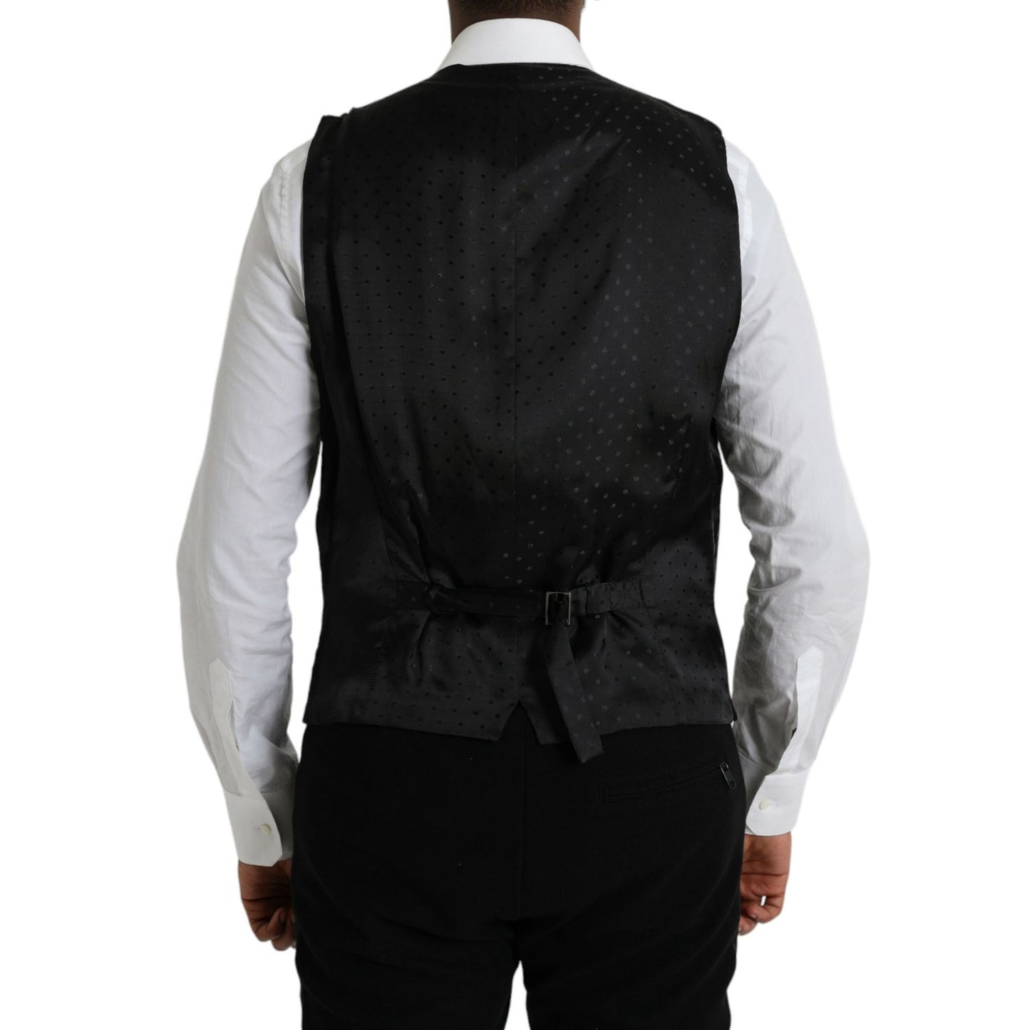 Dolce & Gabbana Black Silk Waistcoat Dress Formal Vest
