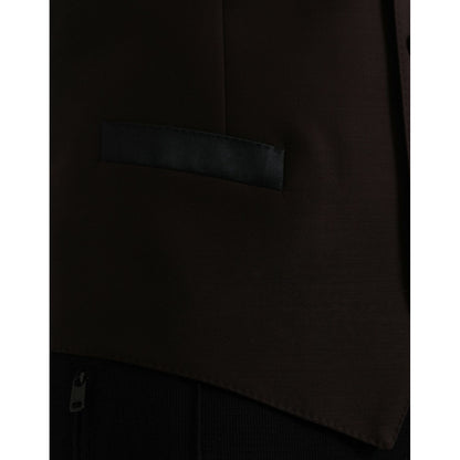 Dolce & Gabbana Brown Wool Waistcoat Dress Formal Vest