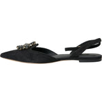 Dolce & Gabbana Black Leather Crystal Slingback Sandals Shoes