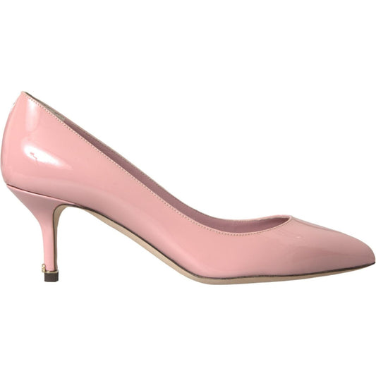 Dolce & Gabbana Light Pink Patent Leather Heels Pumps Shoes Dolce & Gabbana Tan