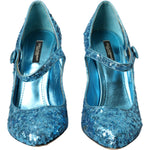 Dolce & Gabbana Blue Sequin Mary Jane Pumps High Heels Shoes LA10620-39