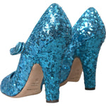 Dolce & Gabbana Blue Sequin Mary Jane Pumps High Heels Shoes LA10620-39