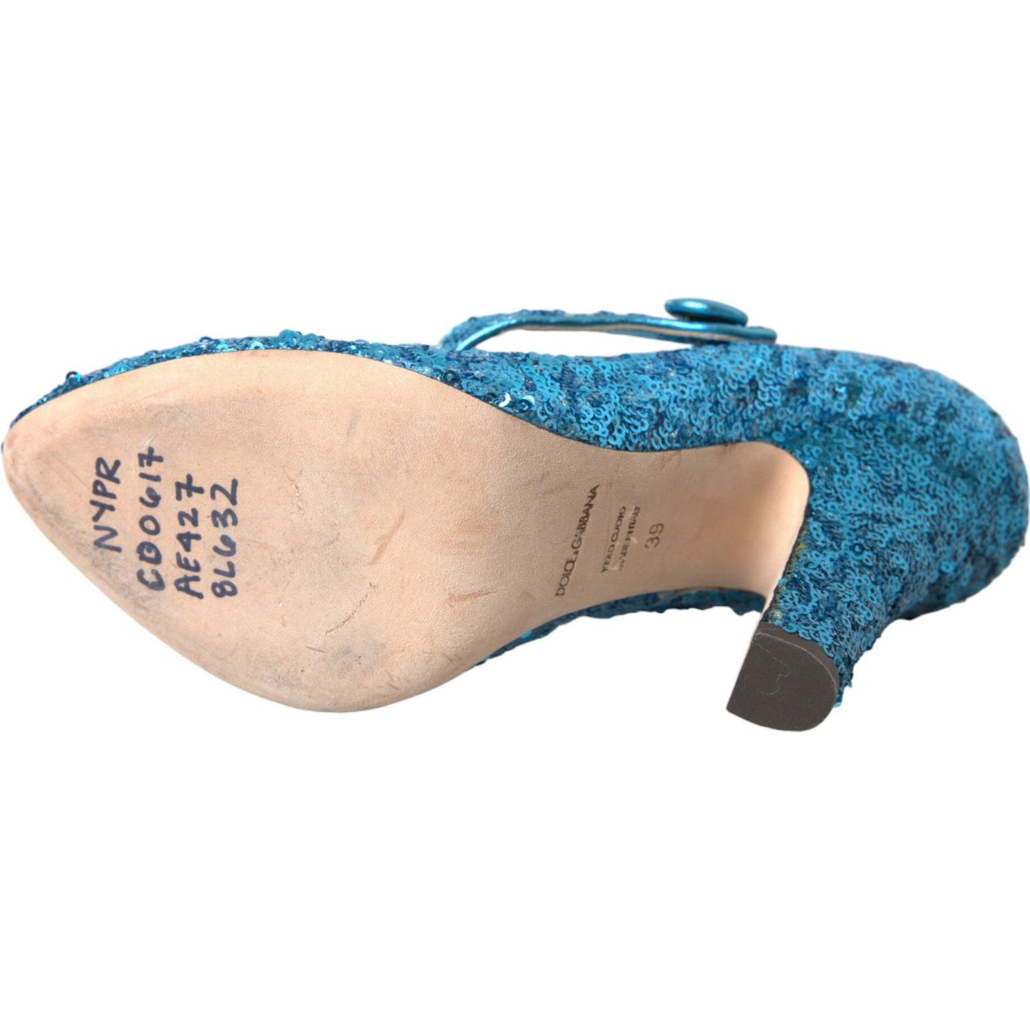 Dolce & Gabbana Blue Sequin Mary Jane Pumps High Heels Shoes LA10620-39