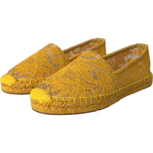 Dolce & Gabbana Yellow Taormina Lace Espadrille Loafers Flats Shoes Dolce & Gabbana Dark Goldenrod