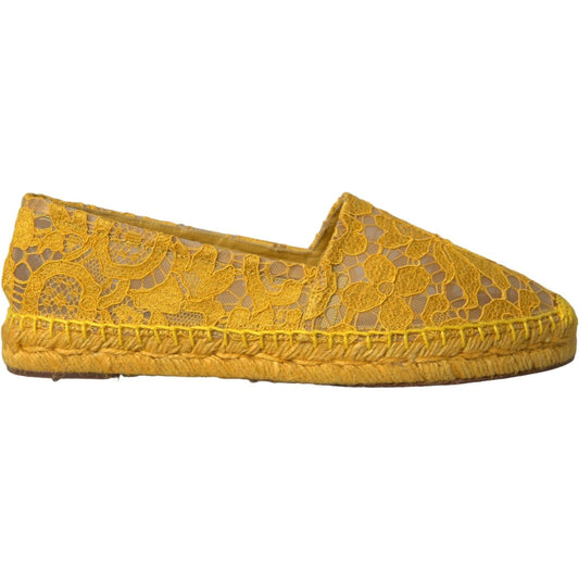 Dolce & Gabbana Yellow Taormina Lace Espadrille Loafers Flats Shoes Dolce & Gabbana Goldenrod