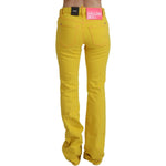 Dsquared² Yellow Cotton Mid Waist Flare Denim Trouser Jeans