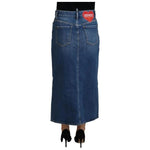 Dsquared² Blue Distressed High Waist Pencil Cut Denim Skirt Dsquared² Dark Slate Gray