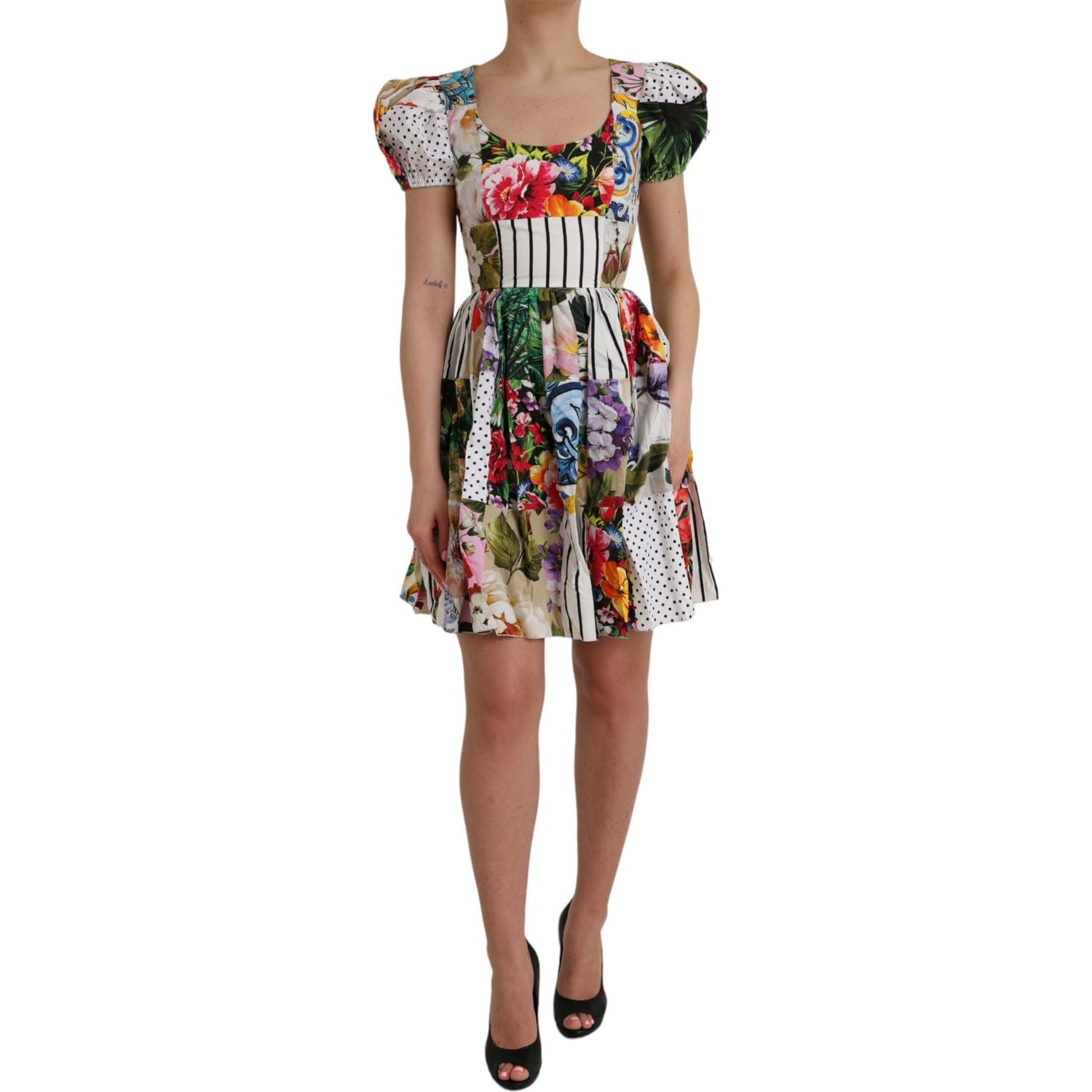 Dolce & Gabbana Multicolor Patchwork Cotton Aline Mini Dress