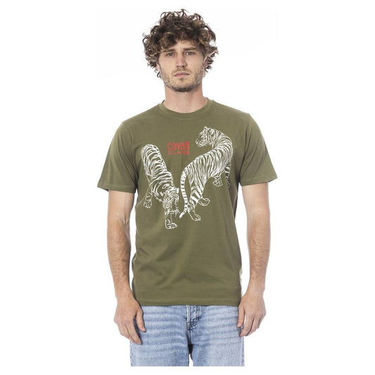 Cavalli Class Green Cotton Men T-Shirt Cavalli Class Dim Gray