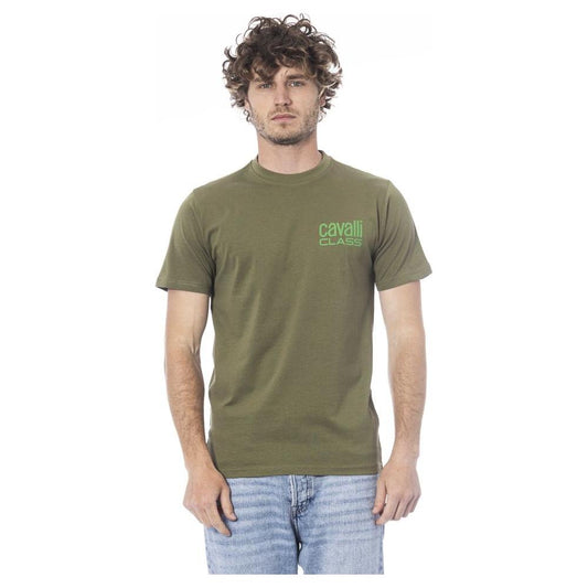 Cavalli Class Green Cotton Men T-Shirt Cavalli Class Dim Gray
