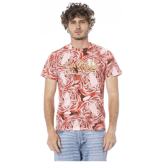 Cavalli Class Red Cotton Men T-Shirt Cavalli Class Rosy Brown