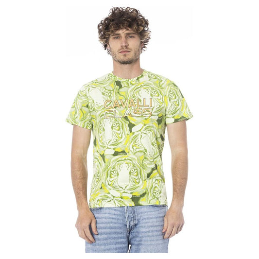 Cavalli Class Green Cotton Men T-Shirt Cavalli Class Gray