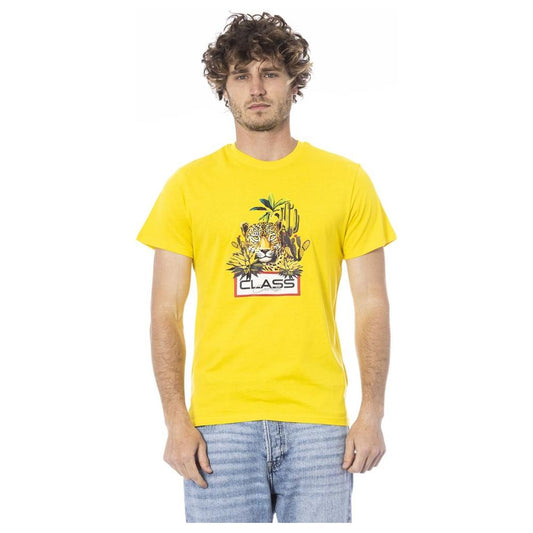 Cavalli Class Yellow Cotton Men T-Shirt Cavalli Class Goldenrod
