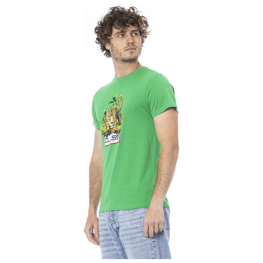 Cavalli Class Green Cotton Men T-Shirt Cavalli Class Dark Sea Green
