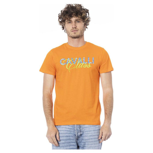 Cavalli Class Orange Cotton Men T-Shirt Cavalli Class Sandy Brown