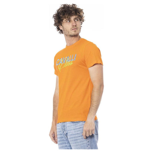 Cavalli Class Orange Cotton Men T-Shirt Cavalli Class Sandy Brown