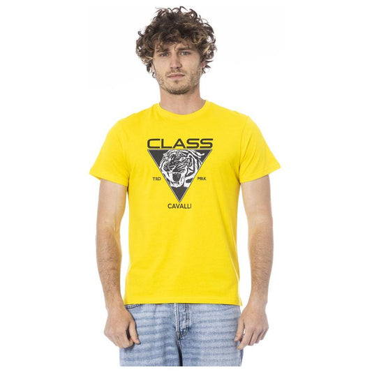 Cavalli Class Yellow Cotton Men T-Shirt Cavalli Class Gray