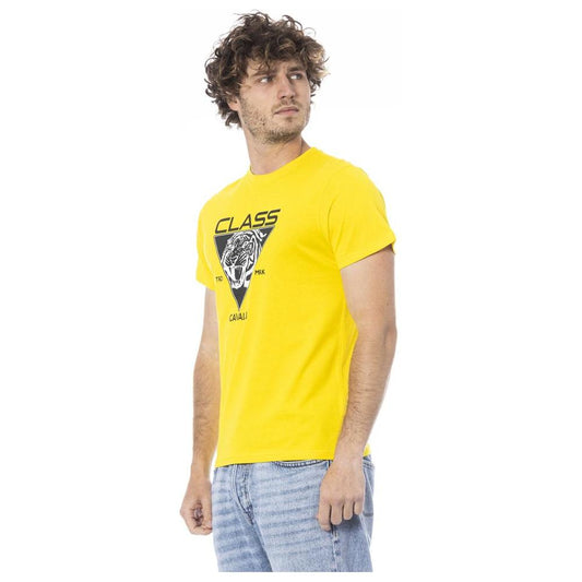 Cavalli Class Yellow Cotton Men T-Shirt Cavalli Class Gold