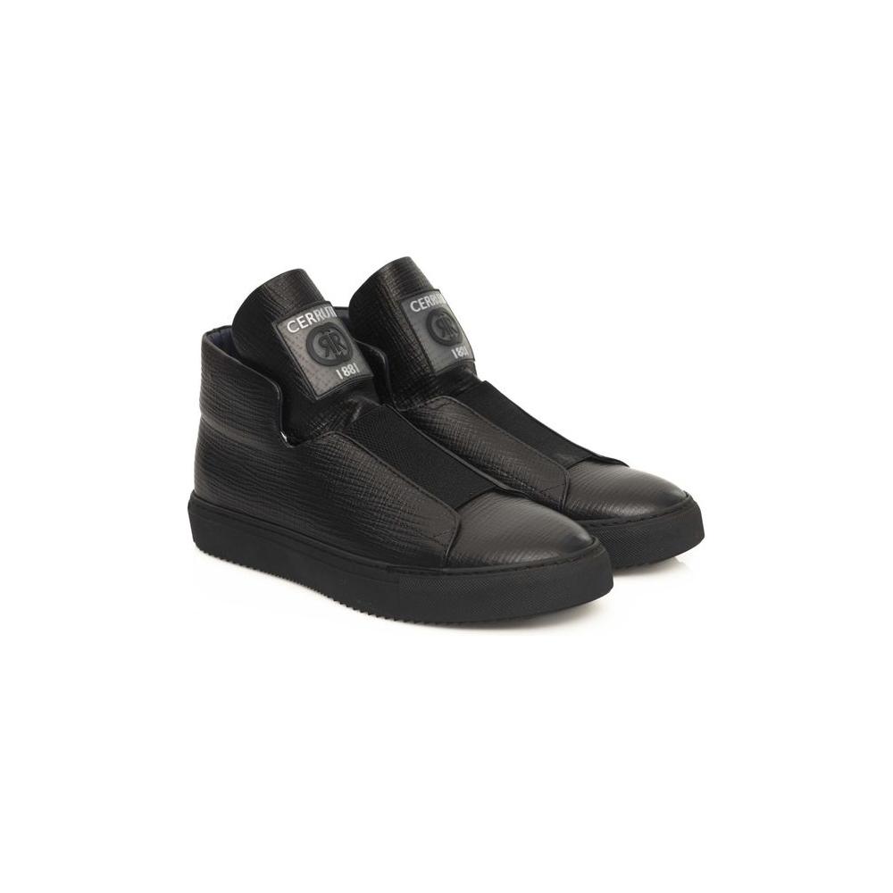 Cerruti 1881 Black Calfskin Men Sneaker