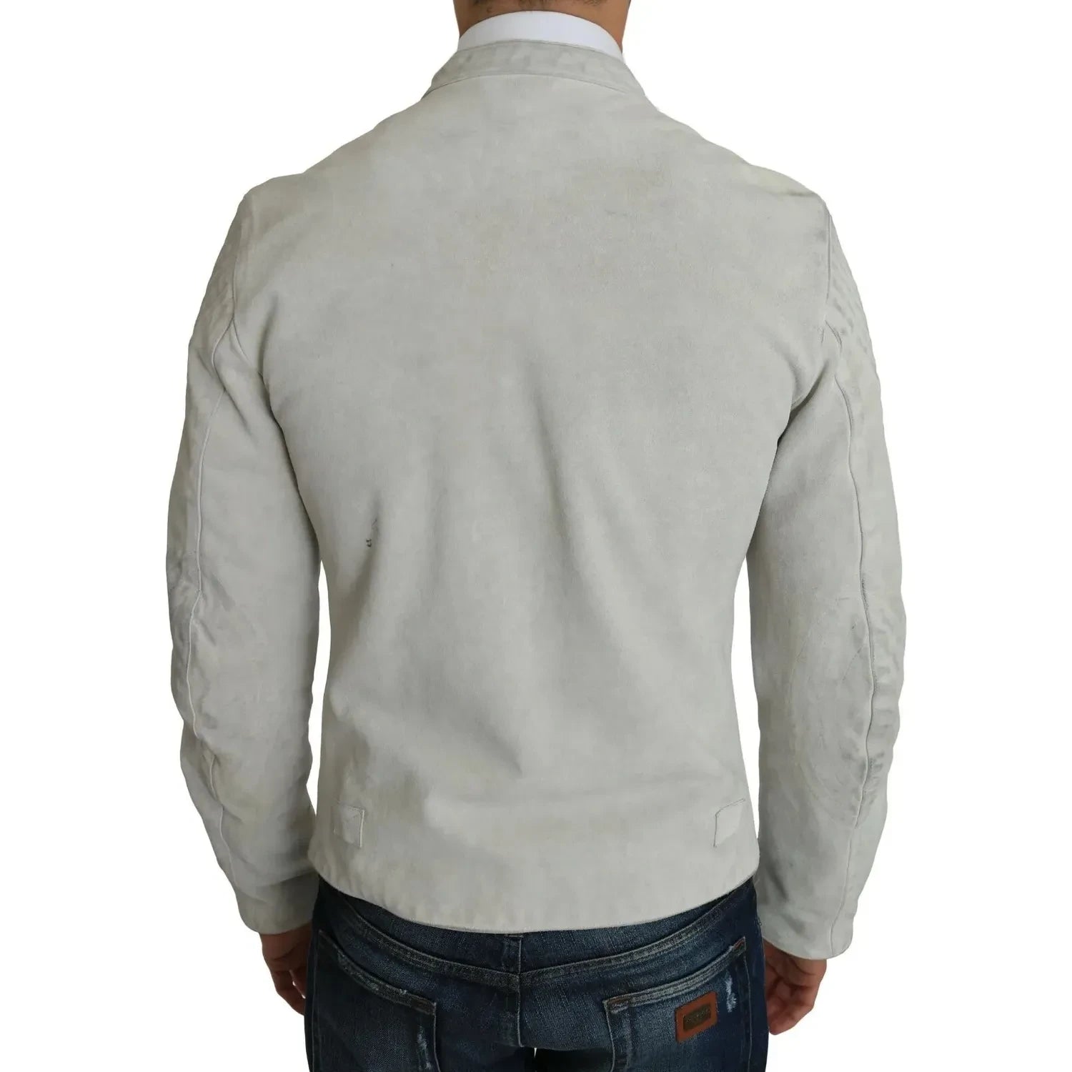 Dolce & Gabbana Leather White Biker Motorcycle Jacket