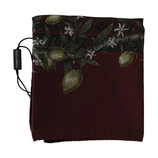 Dolce & Gabbana Bordeaux 100% Silk Floral Wrap Women Scarf Dolce & Gabbana Black