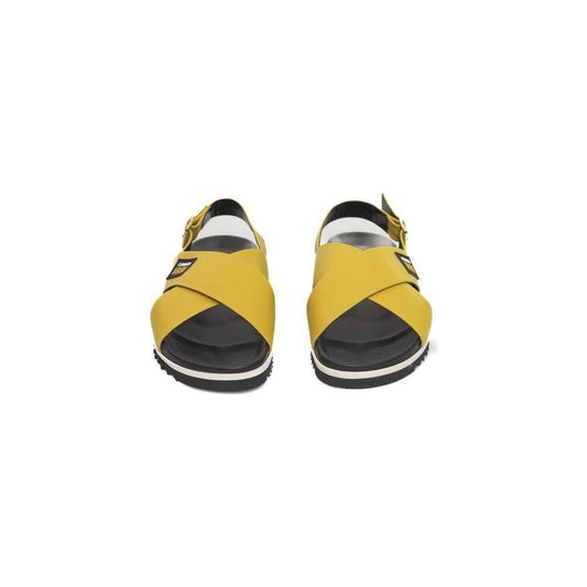 Cerruti 1881 Yellow Calfskin Women Sandal Cerruti 1881 Dark Slate Gray