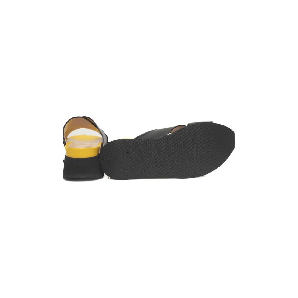 Cerruti 1881 Black Calfskin Women Sandal