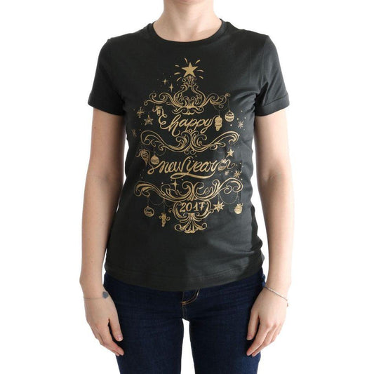Dolce & Gabbana Emerald Green Cotton Tee with 2017 Print Dolce & Gabbana Tan