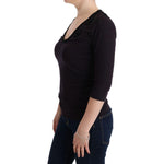 Costume National Purple V-neck Cotton T-shirt