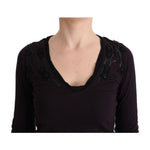 Costume National Purple V-neck Cotton T-shirt