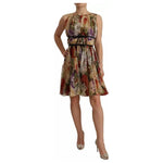 Dolce & Gabbana Beige Floral Sleeveless Round Neck Mini Dress