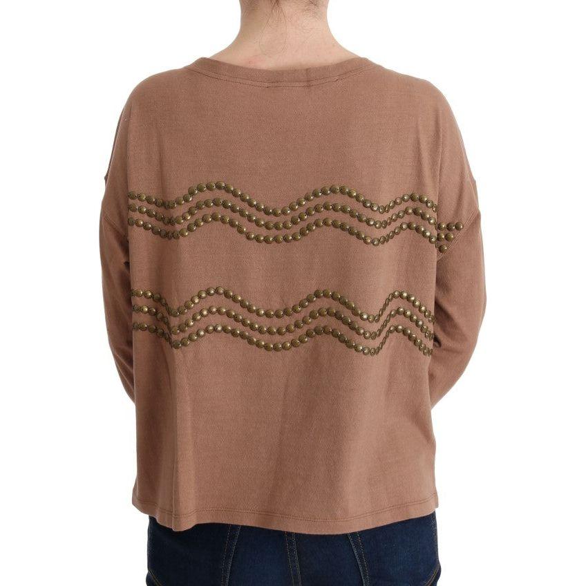 John Galliano Brown Cotton Studded Sweater