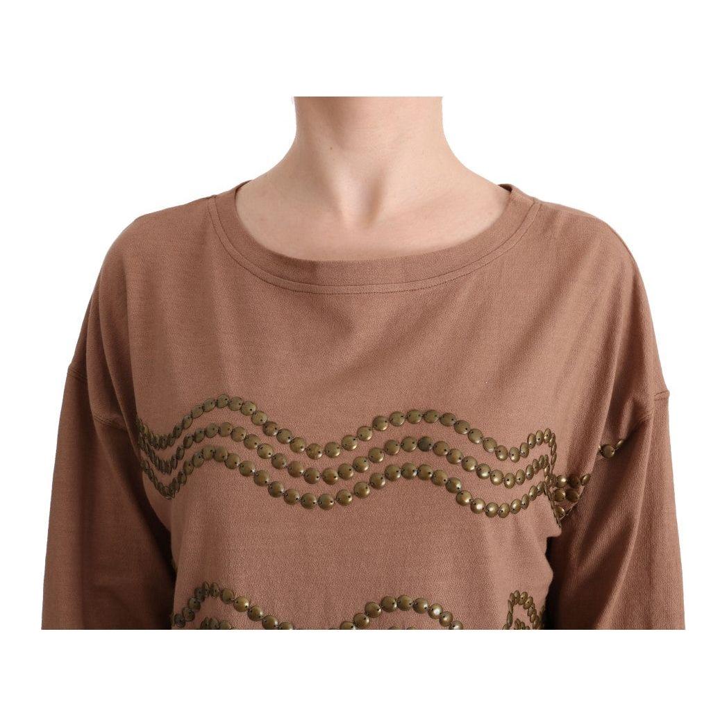 John Galliano Brown Cotton Studded Sweater