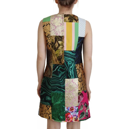 Dolce & Gabbana Multicolor Jacquard Patchwork Shift Mini Dress