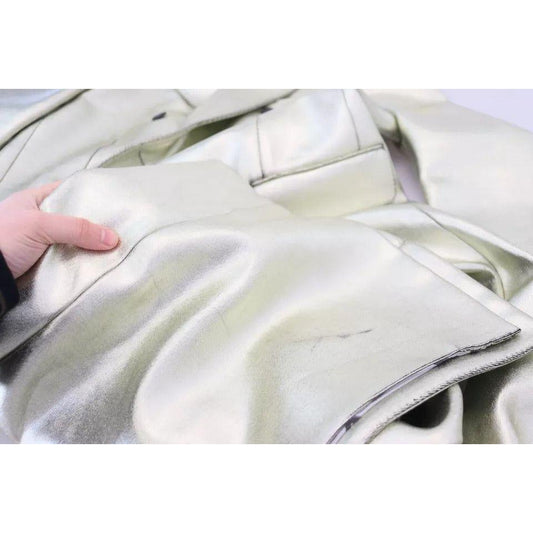 Dolce & Gabbana Gold Viscose Long Double Breasted Jacket Dolce & Gabbana Light Gray