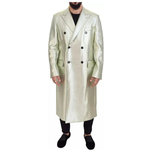 Dolce & Gabbana Gold Viscose Long Double Breasted Jacket Dolce & Gabbana Gray