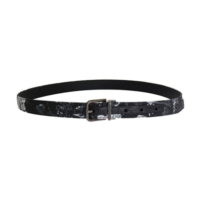 Dolce & Gabbana Black Cayman Linen Leather Belt