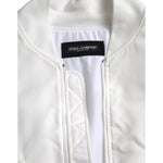 Dolce & Gabbana White Bomber Long Sleeves Full Zip Jacket