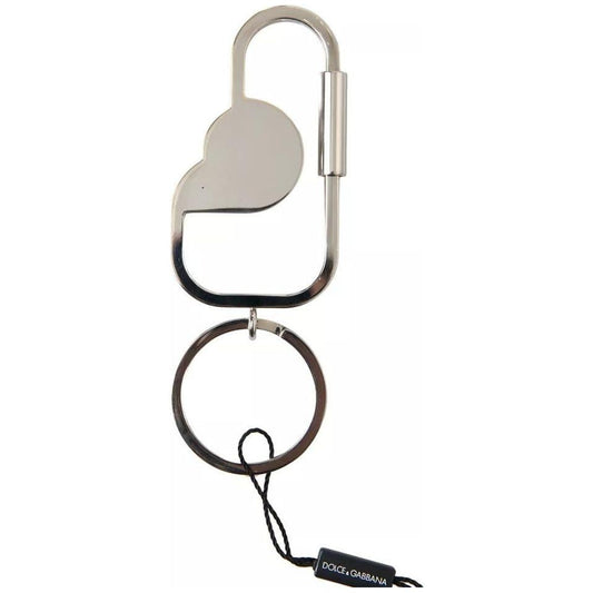 Dolce & Gabbana Silver Tone Brass Metal DG Logo Engraved Keyring Keychain Dolce & Gabbana Gray