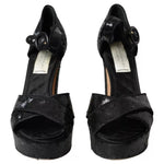Dolce & Gabbana Black Sequin Ankle Strap Heels Sandals Shoes