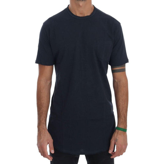 Daniele Alessandrini Chic Blue Cotton Crew-Neck Tee Daniele Alessandrini Dark Slate Gray