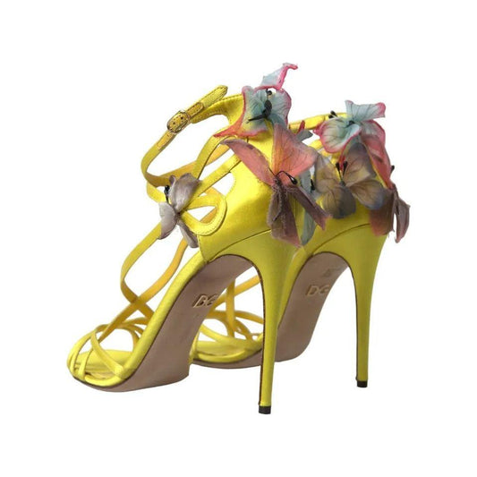 Dolce & Gabbana Yellow Butterfly Applique Sandals Shoes Dolce & Gabbana Sienna