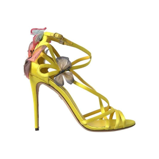 Dolce & Gabbana Yellow Butterfly Applique Sandals Shoes Dolce & Gabbana Dark Khaki