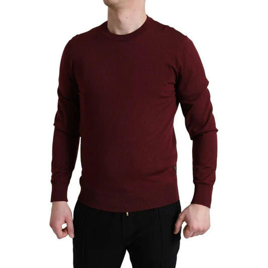 Dolce & Gabbana Bordeaux Wool Knit Crew Neck Pullover Sweater Dolce & Gabbana Black