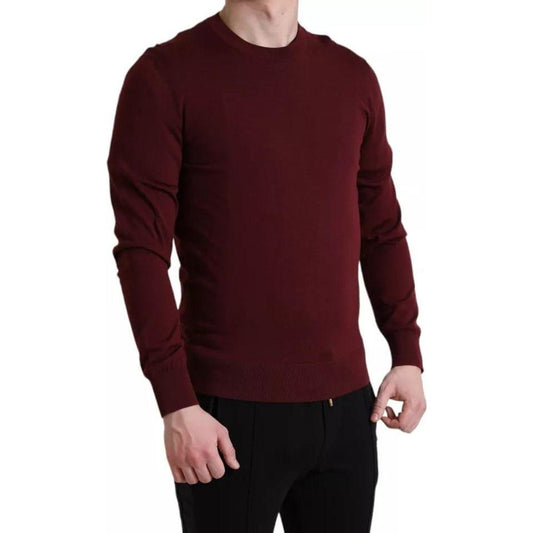 Dolce & Gabbana Bordeaux Wool Knit Crew Neck Pullover Sweater Dolce & Gabbana Black